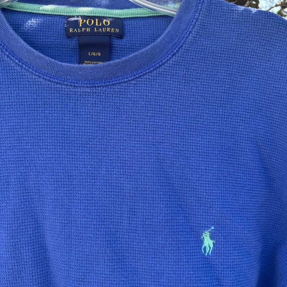 Blue Polo Ralph Lauren long sleeve shirt thermal knit Large #preppy - Picture 1 of 7